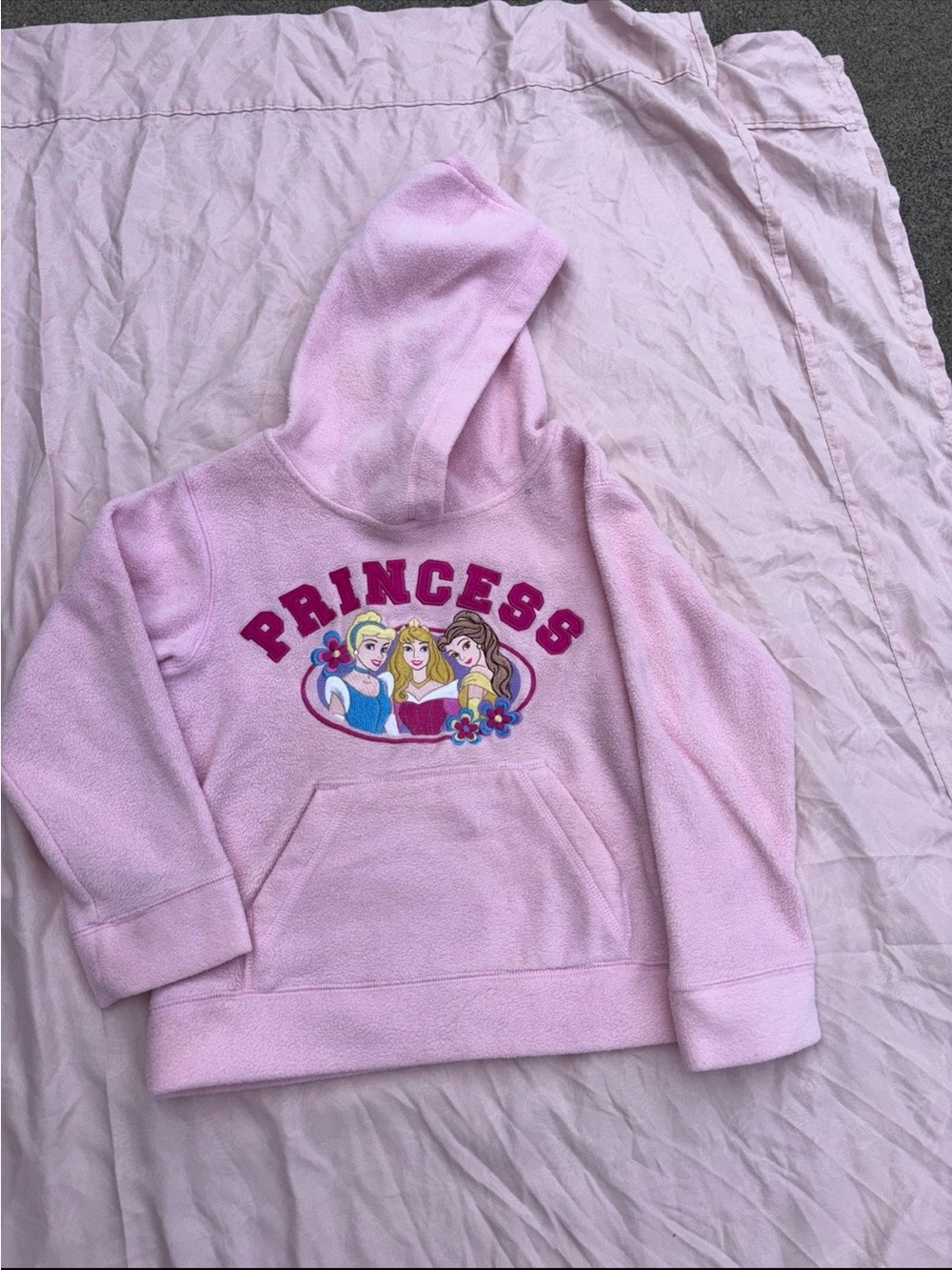 Vintage Disney Pink Princess Hooded Fleece Sweatshirt